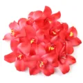 Red artificial orchid flower heads fabric phalaenopsis for DIY floral wall wedding home decor - 10 Pieces/Pack (Approx 7.8cm) / Red