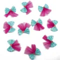 Accessoires de nœud papillon à pois DIY avec tulle et strass pour pinces à cheveux et couture. - Bordure en Mesh Vert