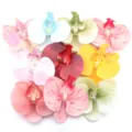 Artificial fabric orchid flower heads colorful phalaenopsis DIY hair clip decor supplies - 5 Pieces/Pack (Approx 7.5x8cm) / Random Mixed Colors
