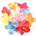 Colorful artificial fabric orchid flower heads for wedding home decor and DIY hair accessories. - 10 Pieces/Pack (Approx 7.8cm) / Random Mixed Colors