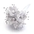 Bouquet de fleurs en tissu artificiel argenté perle maille mariage bricolage détail décor - Fleur de Perles / Longueur env. 120mm / Argent