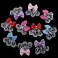 Nœud papillon à pois en dentelle filet pour accessoire cheveux DIY, joli loisir créatif. - Bordure en Dentelle Couleurs Mixtes