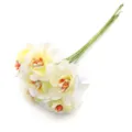 Ramo de flores artificiales bicolor de tela hecho a mano DIY boda decoración del hogar falsas - Manzana / Longitud aprox. 105mm / Amarillo claro