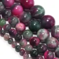 Perline rotonde color caramella in agata di giada persiana naturale per gioielli fai da te - Mix Verde e Rosa