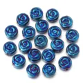 Blau elektroplierte Glasrosenperlen für DIY-Armbänder, Halsketten und Schmuckzubehör. - Runde Rose / 10mm (20 Stück/Packung) / Indigoblau