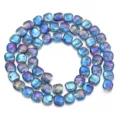 Galvanisierte Glasperlen in unregelmässiger quadratischer Form für DIY Schmuckherstellung. - Unregelmäßig / 12x11mm (55 Stück/Packung) / Hellblau und Lila