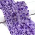 Perline di Calcedonio Viola, Perle Rotonde in Pietra per Gioielli DIY, Braccialetto e Collana - Viola