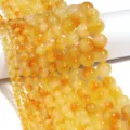 Perle rotonde in calcedonio giallo pietre preziose braccialetto DIY accessori esposizione. - Giallo