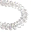 Galvanisierte Glas Tropfenperlen für DIY Armbänder Halsketten Schmuck Zubehör Teile - Horizontales Loch Wassertropfen / 95 Stück/Packung / Klarweiß