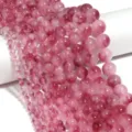 Perle di calcedonio rosa naturale perle rotonde di pietra preziosa per braccialetti fai da - Viola Magenta