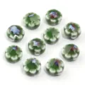 Perline sfuse in ceramica verde a cinque petali accessori per gioielli fai da te 10pz - 10 Pezzi/Confezione / Margherita Verde Smaltata a Forno