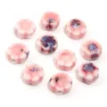 Perline di fiori in ceramica rosa ciondoli margherita smaltati per creazione gioielli DIY. - 10 Pezzi/Confezione / Margherita Rosa Smaltata a Forno