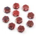 Perline di ceramica fiori rosso scuro foro passante per accessori bigiotteria diy. - Margherita Rossa Sfumata