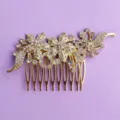 Elegant gold rhinestone hair comb crystal floral bridal side comb for wedding party hair accessories - Photoshoot Perfect Style (HS-J7012G)
