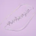 Silver crystal butterfly hair vine headband with white ribbons for wedding bridal parties. - Casual Luxury Hairband (HS-J4223S)