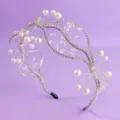 Serre-tete de mariage elegant en perles et strass pour seances photo et vacances romantiques. - Serre-Tête Polyvalent Quotidien