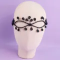Máscara de calavera con cuentas negras gótica, antifaz de fiesta estilo oscuro, accesorio de festival - Máscara de Fiesta Versátil (FS-J153BLK)