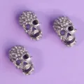 Rhinestone skull accessories alloy vintage gothic Halloween brooch hair pin DIY parts - Holiday Versatile Accessory (CS-J801S) / Pack of 3 / Silver