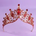Baroque Gold Red Rhinestone Crown Tiara for Wedding Party Pageant Costume Headpiece - Gold Red Rhinestone Style (TS-J2938GRED)