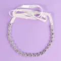 Rhinestone Bridal Headband Wedding Hair Accessory Crystal Hair Vine with White Ribbon - Luxury Silver Hairband (HS-J3766S)