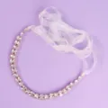 Elegant rhinestone bridal headband with white ribbon, perfect for wedding parties and events. - Exquisite Gold Hairband (HS-J3815G)