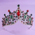 Baroque retro rhinestone tiara crown for women party wedding costume ball pageant hair accessory - Antique Silver Multicolor Rhinestone Style (TS-J2938ASCAI)