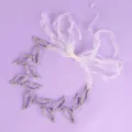 Crystal rhinestone leaf hairband with white ribbon, elegant bridal wedding hair accessory. - Commute Versatile Hairband (HS-J4178)