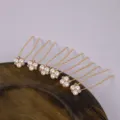 Pearl Rhinestone U-Shaped Hairpin Gold Metal Hair Fork Bridal Wedding Hair Accessory SKU - Light Luxury Hairpin Set (HS-J3281RG)
