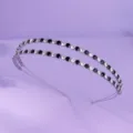 Double-strand rhinestone headband, elegant black and white crystal hair accessory variant. - Exquisite Niche Style (TS-J3484S)