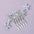Sparkling silver crystal hair comb with floral rhinestone design, elegant wedding hair accessory. - Photogenic Style (HS-J6876S) / Silver