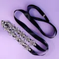 Exquisite rhinestone bridal belt with black satin ribbon for elegant wedding party dresses. - Daily Versatile Style (WS-J283BLK)