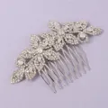 Rhinestone floral hair comb sparkling crystal bridal updo accessory for elegant party wedding. - Dating & Travel Style (HS-J7205S) / Silver
