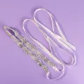 Elegant rhinestone bridal belt with long white satin ribbon for wedding party and dress. - Dating and Travel Style (WS-J230S)