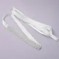 Elegant Rhinestone Bridal Belt White Satin Sash for Wedding Dress Evening Gown Sash - White (WS-J107)