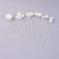 Set de horquillas de perlas, accesorios para novia en forma de U, herramientas de peinado plateadas. - Juego de Horquillas Grandioso (HS-J6185)
