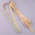 Exquisite rhinestone bridal belt with champagne satin ribbon for wedding dress and gown - Pink (WS-J107PINK)