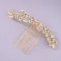 Elegant gold rhinestone hair comb crystal bridal updo hair accessory beautiful variant - Wedding Dress Matching Style (HS-J7078G) / Gold