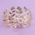 Gold Leaf Crown Headband Bridal Wedding Party Hair Accessory Elegant Hair Vine Tiara - Premium Light Luxury Crown Style (TS-J2126)