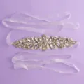 Bridal rhinestone sash belt with sparkling crystals and pearls for wedding dress party wear. - Forest Style Versatile (WS-J273G)