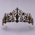 Vintage black rhinestone crown tiara gothic bridal party hair accessories exquisite jewelry - Crown (TS-J2711AGBLK)