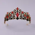 Vintage gold red rhinestone tiara crown for bridal wedding party hair accessories jewelry - Red Rhinestone Crown (TS-J2711AGRED)