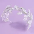 Silver crystal leaf tiara bridal wedding hairband for elegant party hair accessory - Party Versatile Style (TS-J3389S)