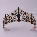 Rose Gold Black Rhinestone Tiara Elegant Bridal Crown Hair Accessory Variant style - Black Rhinestone Crown (TS-J2711BLK)