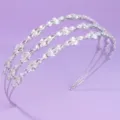 French vintage triple layer rhinestone crystal headband bridal wedding hair accessory tiara. - Bridal Travel Photography Style (TS-J3496S)