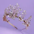 Exquisite crystal bridal tiara gold hair band sparkling rhinestone crown wedding party hair accessory - Forest Style Rhinestone Daily Crown (TS-J3478G)