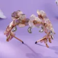 Gold metal wire flower rhinestone headband bridal wedding hair accessory party hair jewelry - Gold Wire Floral Rhinestone Crown (TS-J3479G)