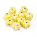 Yellow ceramic star flower evil eye beads for DIY bracelets necklaces handmade jewelry making crafting - 10 Pieces/Pack / Yellow