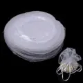 Weiße runde Organzabeutel mit Kordelzug für Hochzeitsbonbons und kleine Geschenkverpackungen. - 10 Stück/Packung (Durchmesser ca. 26cm) / Weiß