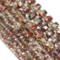 Facettierte Kristall Rondell Zwischenperlen Detail, bunte AB Beschichtung Perlen für Schmuck DIY. - 140 Stück/Packung / 4x3mm / Lila-Fuchsie
