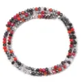 Close-up detail of mixed color faceted crystal glass beads, perfect for DIY jewelry making. - 145 Pieces/Pack / Silver Red / 3mm